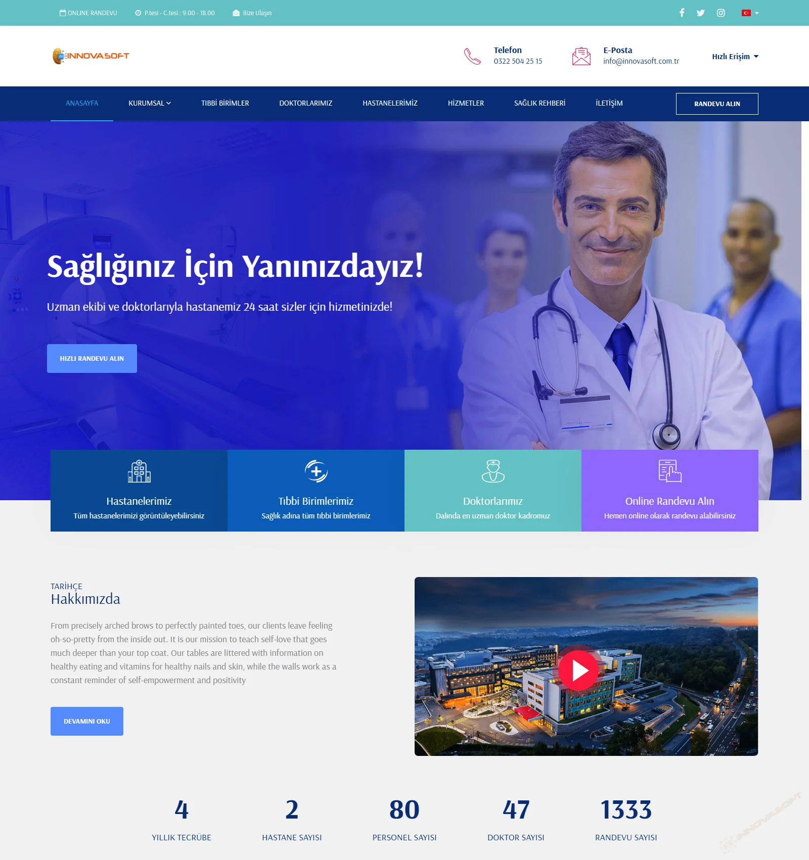 KLİNİK & HASTANE KURUMSAL TANITIM YAZILIMI RANDEVU SİSTEMLİ